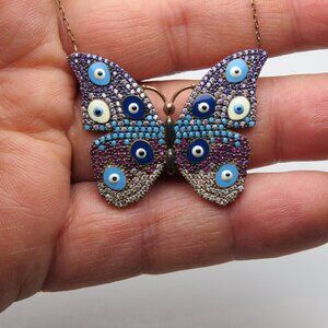 18k Rose Gold Sterling Silver Butterfly Pendant Chain